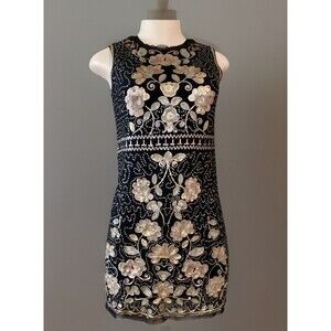 Chelsea & Violet Girls Black W/Iridescent Floral Sequin Dress Size XS